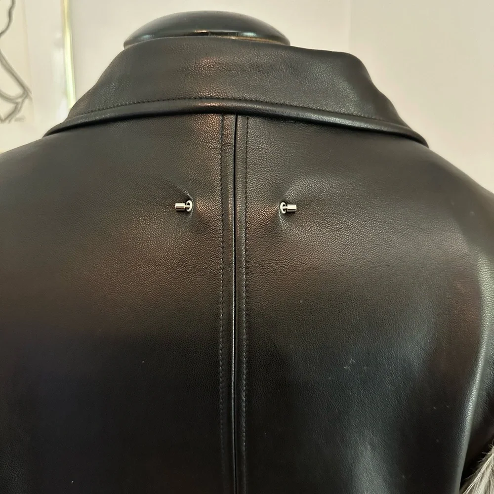 By the Namesake leather jacket with fox fur sleeves - Picture 5 of 17